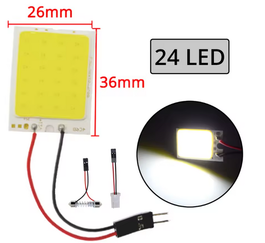 LED Φωτιστικο Εσωτερικού Χώρου Αυτοκινήτου 24 LEDs -T10/Ba9s/Festoon adapters