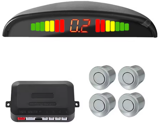 Σύστημα Παρκαρίσματος Αυτοκινήτου με 4 Αισθητήρες(ασημι χρωμα) & LED Οθόνη – Ψηφιακή Ένδειξη & Ηχητική Ειδοποίηση