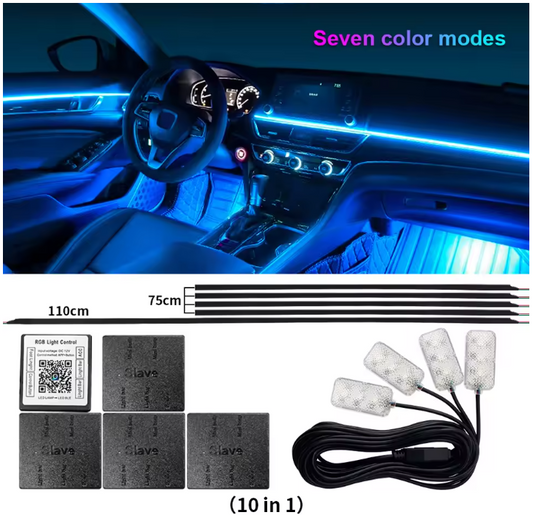 LED Φωτισμός Αυτοκινήτου Ambient Light Kit (14 τμχ) με Bluetooth-App & Αισθητήρα Ήχου