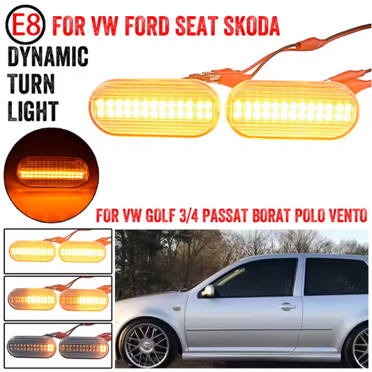 Φλας Led Dynamic για VW-FORD-SEAT-SKODA- 2 Τμχ CRYSTAL