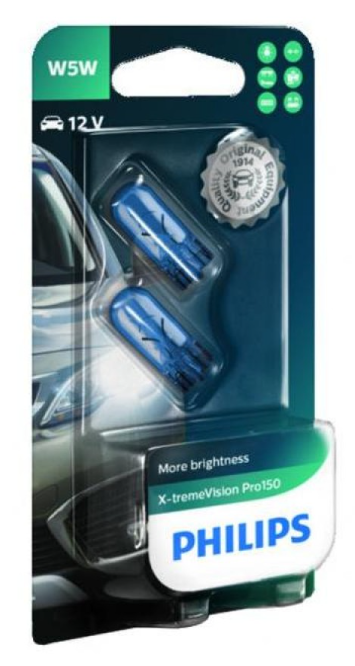 Philips T10 W5W X-tremeVision Pro150 12V - 3300K – Έως 150% Περισσότερο Φως