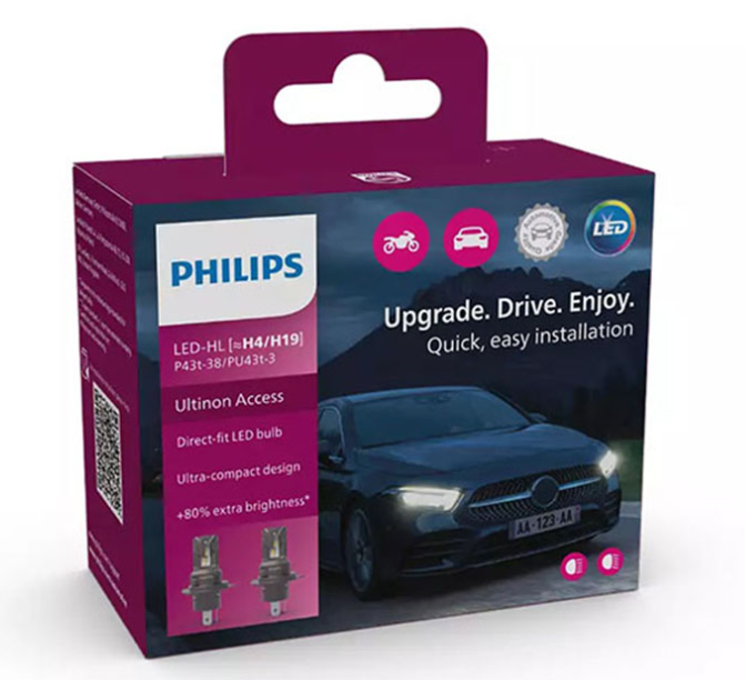 Philips H4/H19 Ultinon Access Led 12V 20W 6000K 2τμχ