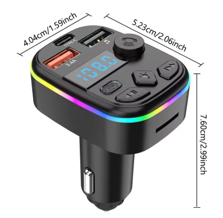 FM Transmitter με Bluetooth/TFcard/USB/Type - Αυτοκινήτου