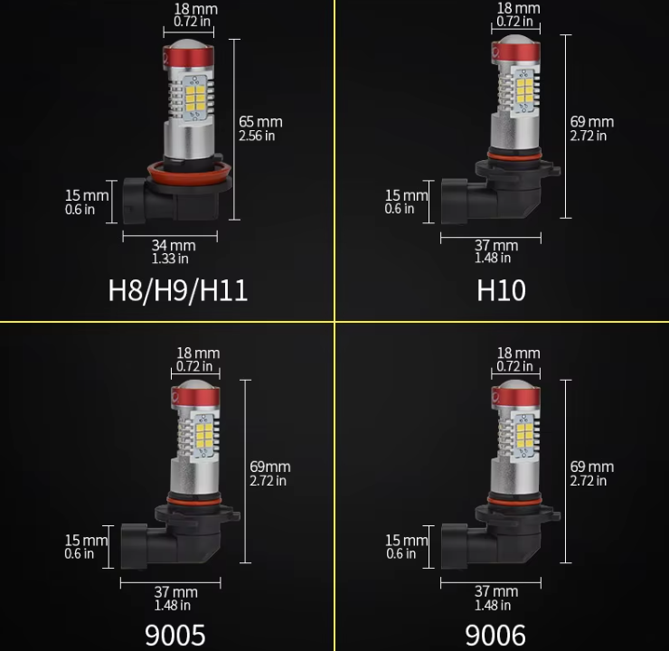 Λάμπες Led NAOEVO H8/H9/H11 για προβολείς ομίχλης -2τμχ