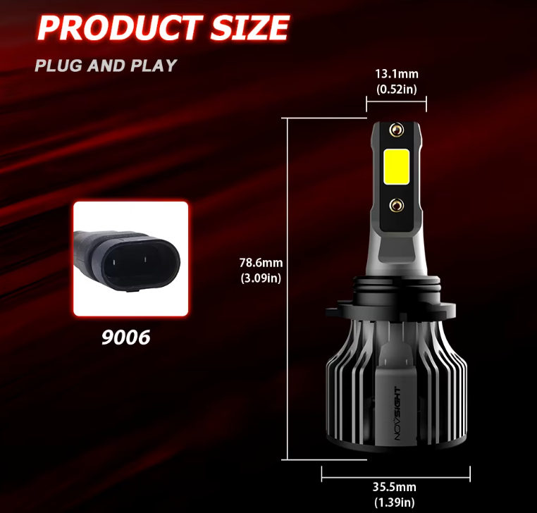 NOVSIGHT LED HB4/9006- 12V/24V-72W/10000LM/6000K