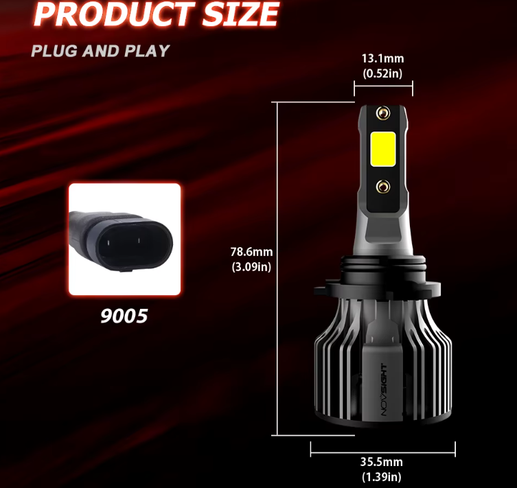 NOVSIGHT LED HB3/9005- 12V/24V-72W/10000LM/6000K