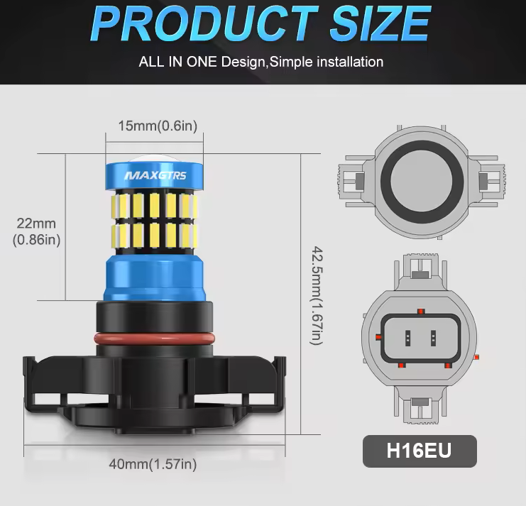 Λαμπες MAXGTRS LED H16EU Canbus 6000K-2τμχ