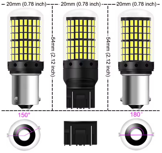 Λάμπες  LED Canbus BA15S-2τμχ σε χρωμα ΚΟΚΚΙΝΟ