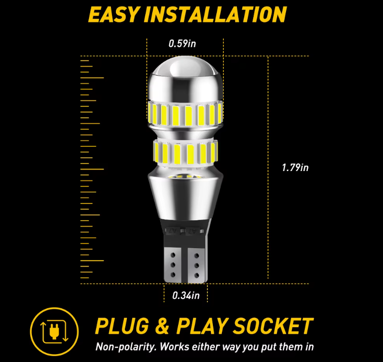 AUXITO T15/W16W LED Λάμπες Αυτοκινήτου – 2000LM – Canbus – 6000K Λευκό – 2τμχ