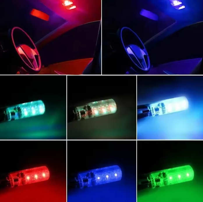 ΛάμπεςT10 W5W RGB LED με Τηλεχειριστήριο&CANbus – Πολύχρωμος Φωτισμός Αυτοκινήτου