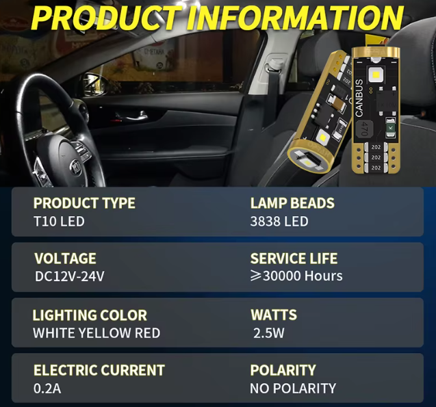 Λάμπα LED T10 CANBUS– 2.5W /450Lm/ΛΕΥΚΟ 6000K 2τμχ