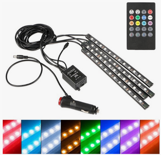 Εσωτερικός Φωτισμός Αυτοκινήτου ambient light RGB με 48 LED & Τηλεχειριστήριο – Σετ 4τμχ