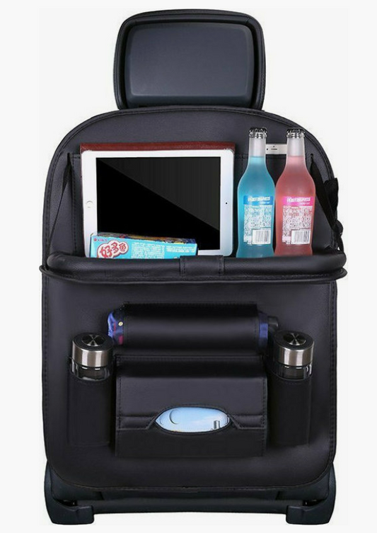 Car Seat Organizer-πλάτη καθίσματος με Ράφι & Θήκη για Tablet – Μαύρο Οικολογικό Δέρμα