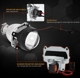 2.5" Projector Lens Kit – Ισχυρός Φωτισμός με Κοφτή Δέσμη & Μεγάλη Εμβέλεια-Ασημι-2τμχ