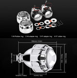 2.5" Projector Lens Kit – Ισχυρός Φωτισμός με Κοφτή Δέσμη & Μεγάλη Εμβέλεια-Ασημι-2τμχ