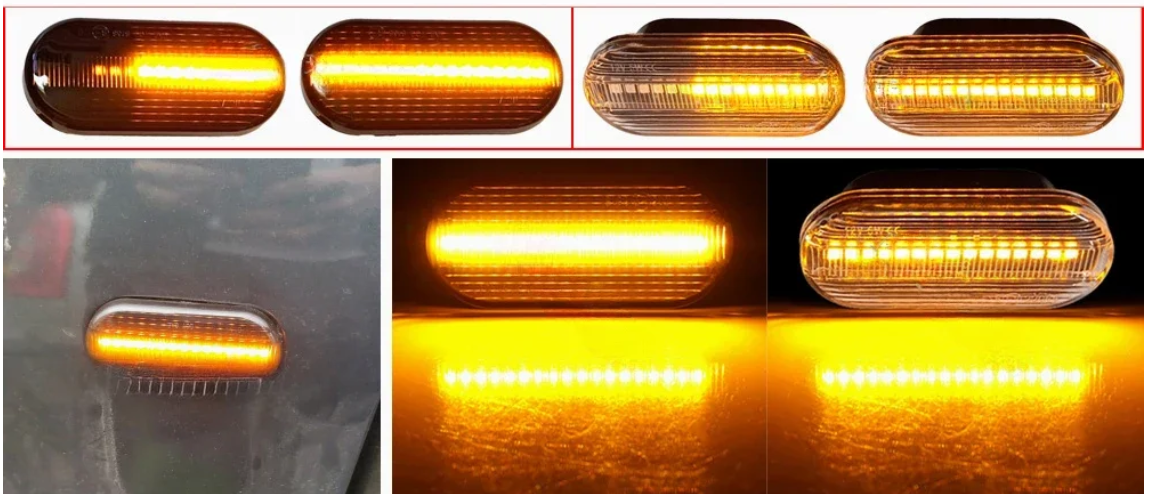 Φλας Led Dynamic για VW-FORD-SEAT-SKODA- 2 Τμχ SMOKED