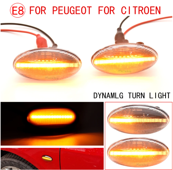 Φλας Led Dynamic για PEUGEOT/CITROEN- 2 Τμχ CRYSTAL