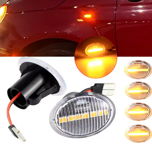Φλας Led Dynamic για FIAT 500/FORD KA/LANCIA/ALFA ROMEO - 2 Τμχ CRYSTAL