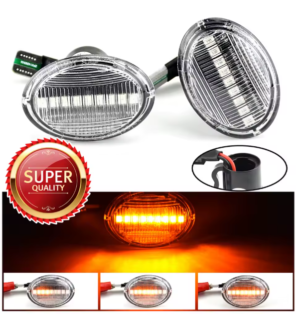 Φλας Led Dynamic για FIAT 500/FORD KA/LANCIA/ALFA ROMEO - 2 Τμχ CRYSTAL