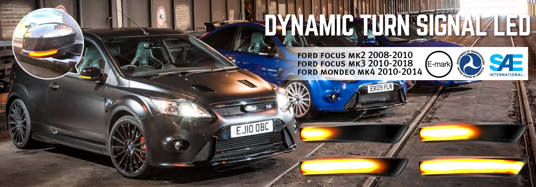 Φλας Dynamic Led για Ford Focus Mk2/Mk3-Mondeo Mk4  SMOKED 2τμχ