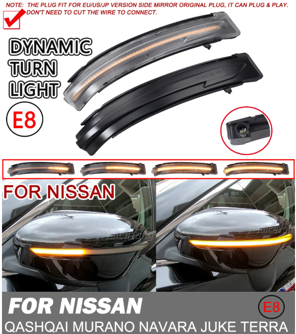 Φλας Led Dynamic για NISSAN QASHQAI/XTRAIL/NAVARA- 2 Τμχ CRYSTAL