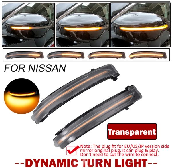 Φλας Led Dynamic για NISSAN QASHQAI/XTRAIL/NAVARA- 2 Τμχ CRYSTAL