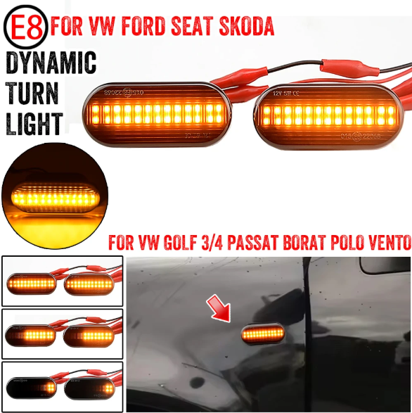 Φλας Led Dynamic για VW-FORD-SEAT-SKODA- 2 Τμχ SMOKED