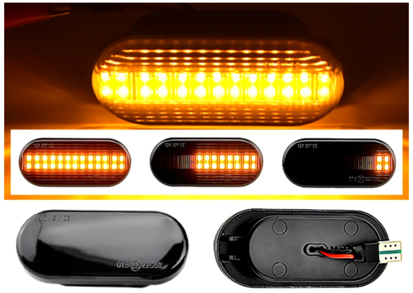 Φλας Led Dynamic για VW-FORD-SEAT-SKODA- 2 Τμχ SMOKED