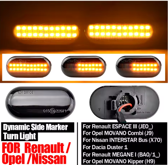 Φλας Led Dynamic για NISSAN/OPEL/RENAULT/SMART/DACIA- 2 Τμχ SMOKED