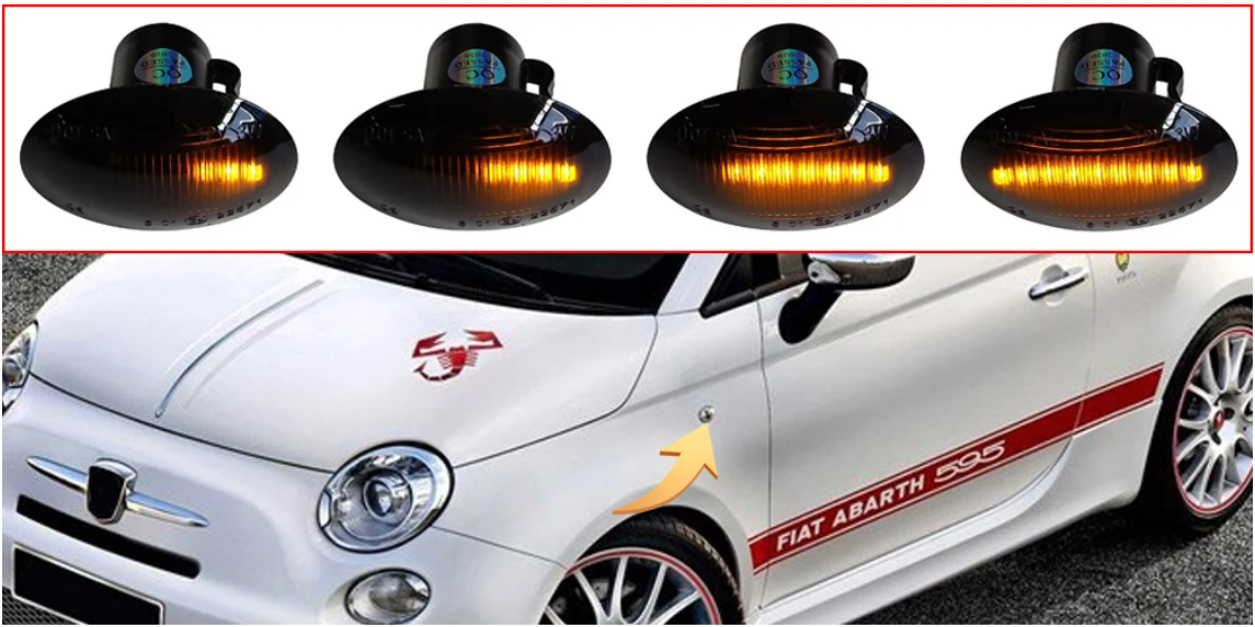 Φλας Led Dynamic για FIAT 500/FORD KA/LANCIA/ALFA ROMEO 4C- 2 Τμχ SMOKED