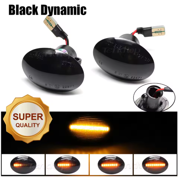 Φλας Led Dynamic για FIAT 500/FORD KA/LANCIA/ALFA ROMEO 4C- 2 Τμχ SMOKED