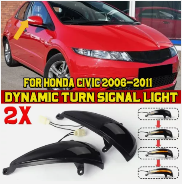 Φλας Led Dynamic για Honda Civic FN-2Τμχ SMOKED