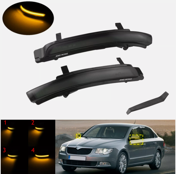 Φλας Led για Skoda Octavia 5 / Superb 2τμχ SMOKED