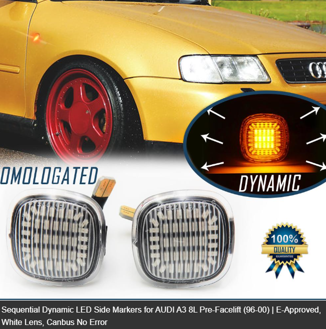 Φλας Led Dynamic για AUDI-SEAT-SKODA- 2 Τμχ CRYSTAL