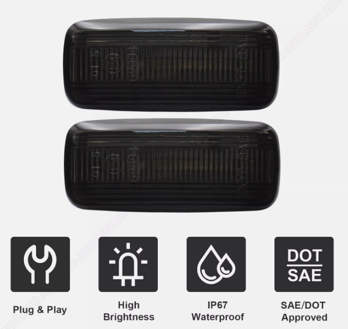 Φλας Led Dynamic για JEEP / CHRYSLER / DODGE- 2 Τμχ SMOKED