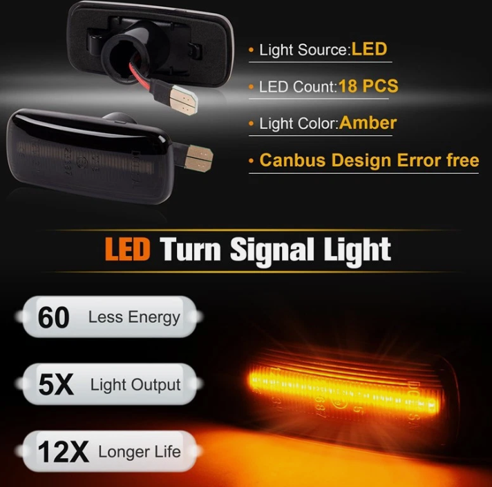 Φλας Led Dynamic για JEEP / CHRYSLER / DODGE- 2 Τμχ SMOKED