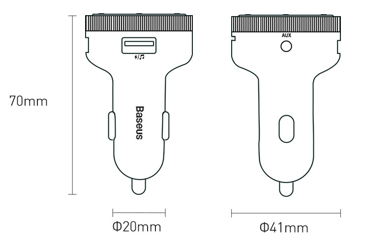 Baseus Fm Transmitter Αυτοκινήτου με Bluetooth/AUX/USB/MicroSD Γρήγορης Φόρτισης