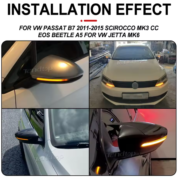 Φλας Led Dynamic για VW SCIROCCO/PASSAT/BEETLE/EOS/JETTA/CC- 2 Τμχ SMOKED