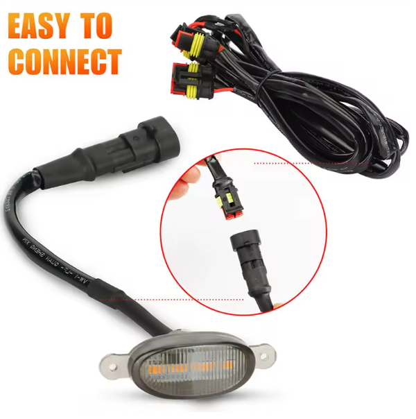 LED Φώτα Γρίλιας Αυτοκινήτου DRL- 12V – Universal, Πορτοκαλί , Αδιάβροχα, 4 Τμχ