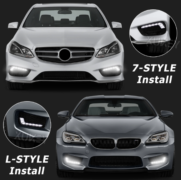 LED Φώτα Ημέρας DRL 12V 6500K – Μαύρο Κέλυφος, Λευκό Φως 6500K