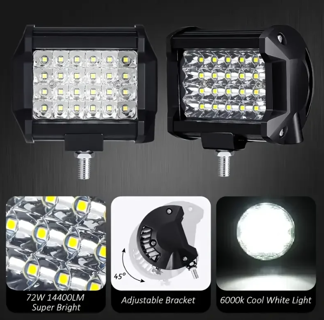 LED Offroad προβολείς 4’’ / 2x72W / 12V-24V για SUV, 4x4, Τρακτέρ & Σκάφος (6000K)-2τμχ