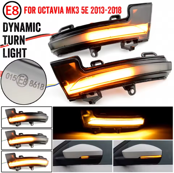 Φλας Led Dynamic για SKODA OCTAVIA 5E / VW T-ROC / VW T-CROSS  - 2 Τμχ SMOKED