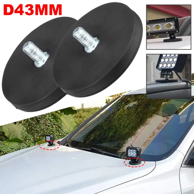 Σετ 2 Βάσεων με Μαγνήτη για LED Προβολείς & Μπάρες Φώτων – 43mm