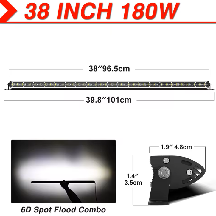 LED Light Bar Προβολέας 4x4 & Off-Road – 180W 6000K, IP68