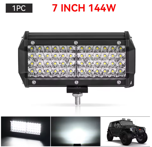 Προβολέας LED Bar 7” - 144W - IP68 - 6000K για Off-Road, SUV & Φορτηγά - 1τμχ