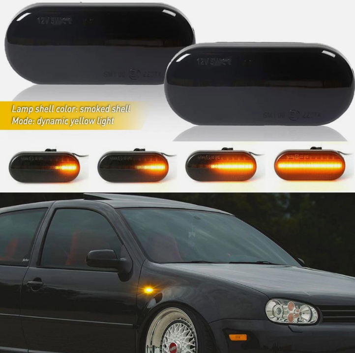Φλας Led Dynamic για VW-FORD-SEAT-SKODA- 2 Τμχ SMOKED