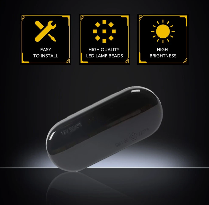 Φλας Led Dynamic για VW-FORD-SEAT-SKODA- 2 Τμχ SMOKED