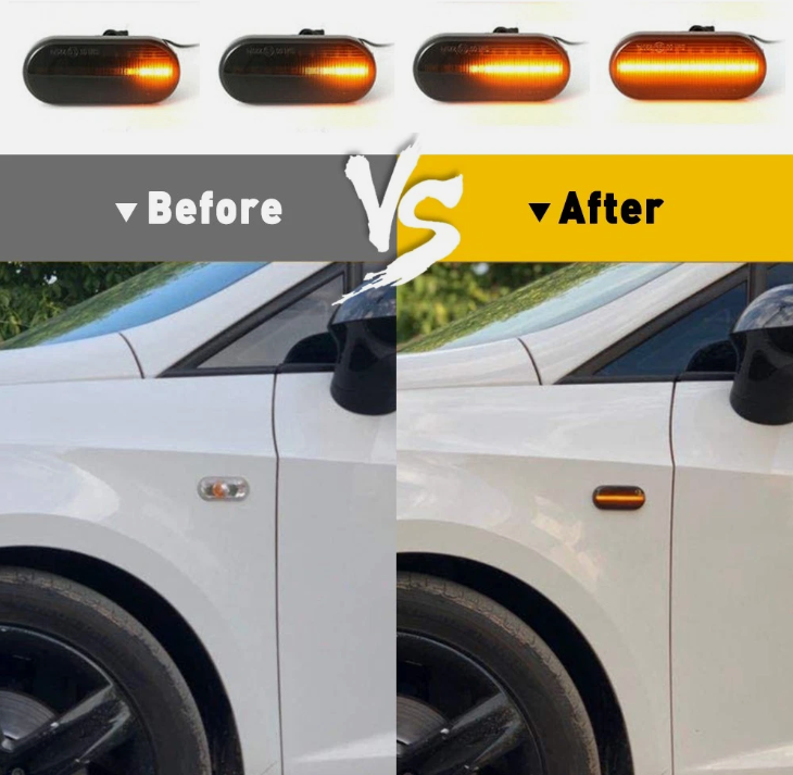 Φλας Led Dynamic για VW-FORD-SEAT-SKODA- 2 Τμχ SMOKED