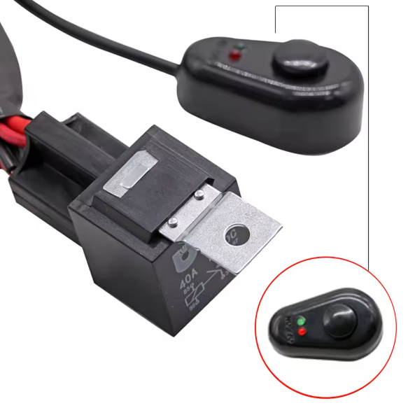 Wiring Harness Kit 2 Output με Relay & Διακόπτη – Πλεξούδα Καλωδίωσης 12V–24V για LED Φώτα-Προβολείς