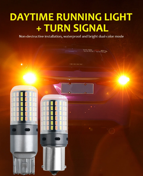 LED Φλας & Ημερήσια Φώτα DRL -  BAU15S – Υψηλή Φωτεινότητα 2880 LM , CANBUS 12V - 2τμχ